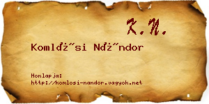 Komlósi Nándor névjegykártya